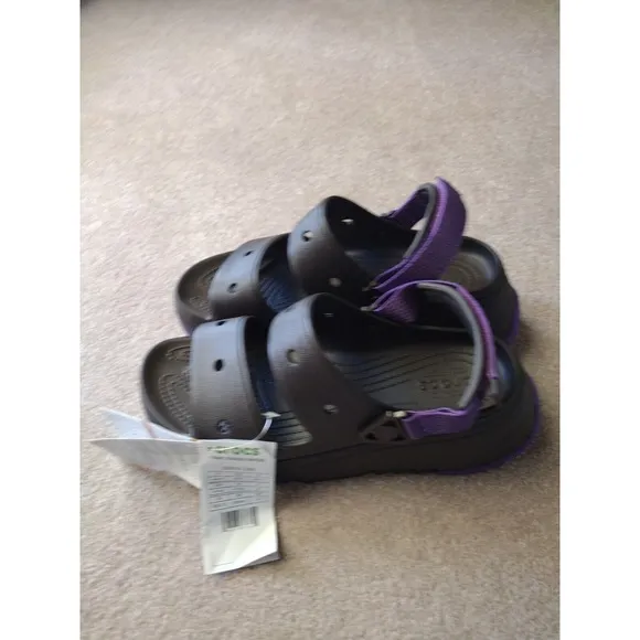 Crocs Shoes W10 M8 Hike Xscape Sandals Brown Purple Strap Outdoor Sandals Travel