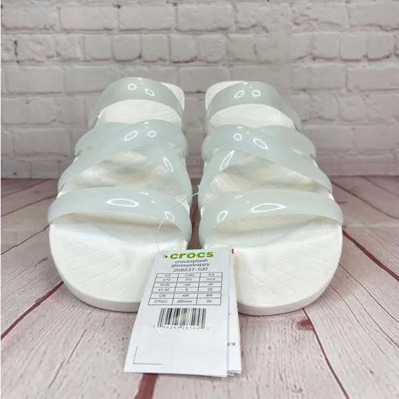 Crocs Splash Glossy Strappy White Sandals Women’s Size 10 (208537-100)