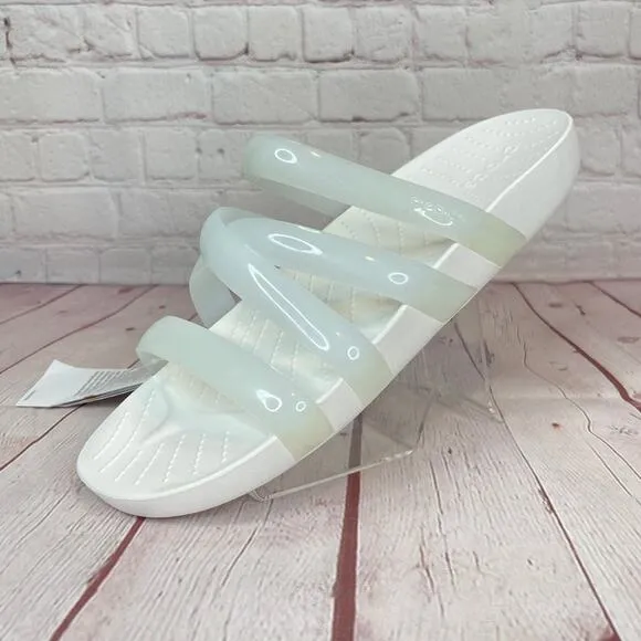 Crocs Splash Glossy Strappy White Sandals Women’s Size 10 (208537-100)