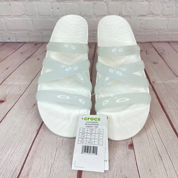 Crocs Splash Glossy Strappy White Sandals Women’s Size 10 (208537-100)