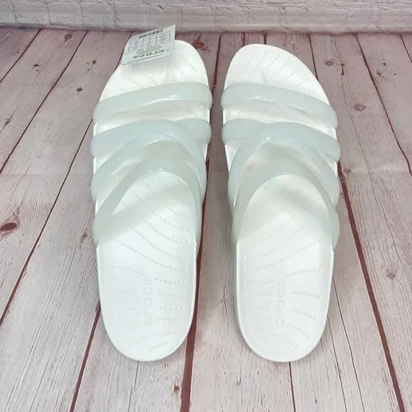 Crocs Splash Glossy Strappy White Sandals Women’s Size 10 (208537-100)