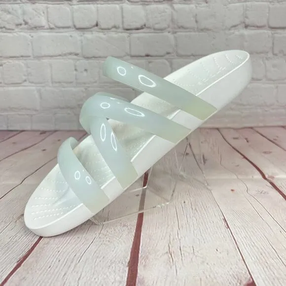 Crocs Splash Glossy Strappy White Sandals Women’s Size 10 (208537-100)