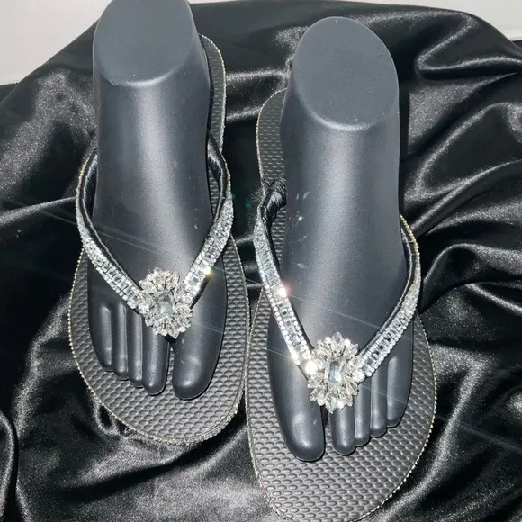 Custom Hand-Crafted Rhinestone FlipFlops | &quot;No Bare Feet Allowed&quot;