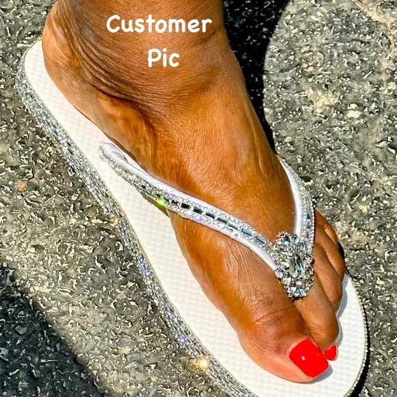 Custom Hand-Crafted Rhinestone FlipFlops | &quot;No Bare Feet Allowed&quot;