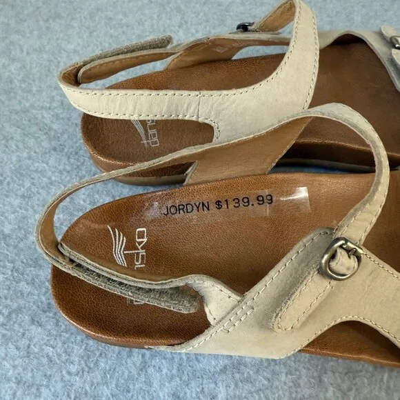 Dansko Beige Cream Leather Jordyn Sandals Slingback Womens Size 38 US 7.5 - 8