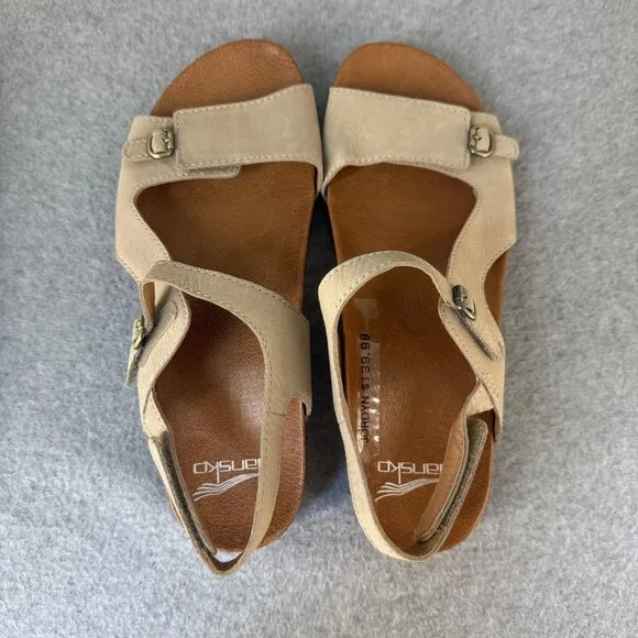 Dansko Beige Cream Leather Jordyn Sandals Slingback Womens Size 38 US 7.5 - 8