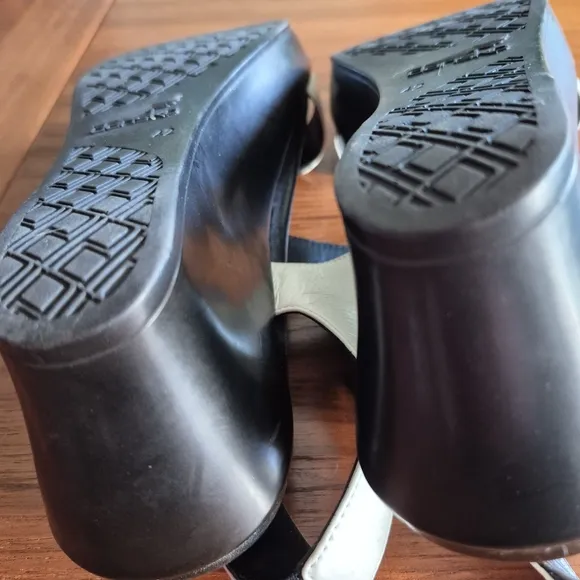Dansko Black and White Wedge Sandals 42
