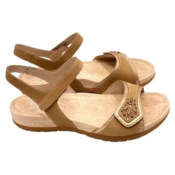Dansko Blythe Sand Milled Nubuck Comfort Sandals Sand NIB