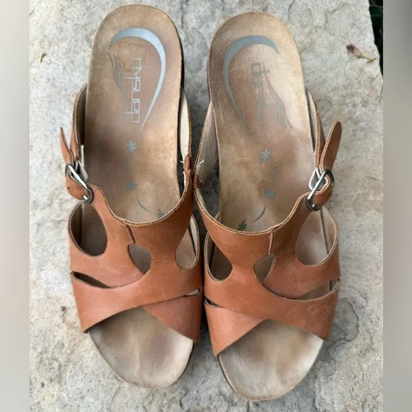 Dansko Cai Full Grain Leather Amber Sandals Adjustable Buckle 41 US 10.5-11