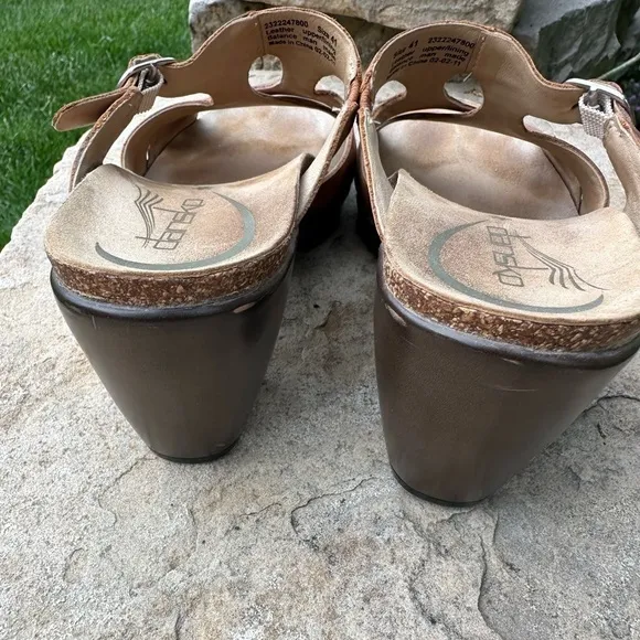 Dansko Cai Full Grain Leather Amber Sandals Adjustable Buckle 41 US 10.5-11
