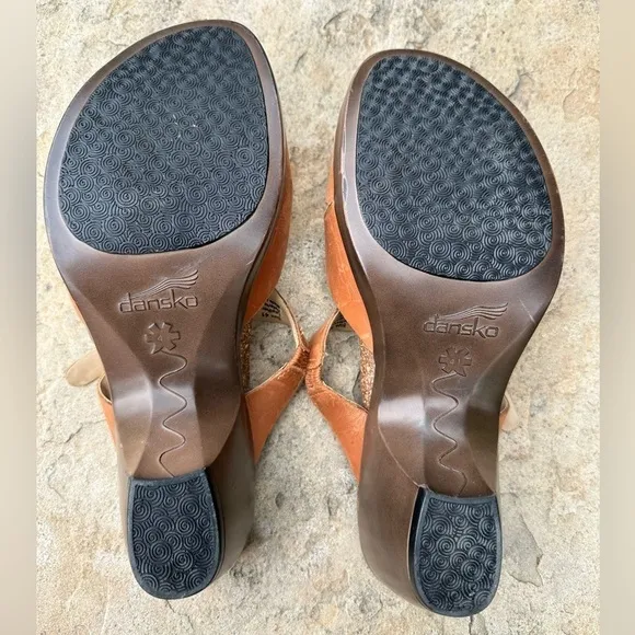 Dansko Cai Full Grain Leather Amber Sandals Adjustable Buckle 41 US 10.5-11