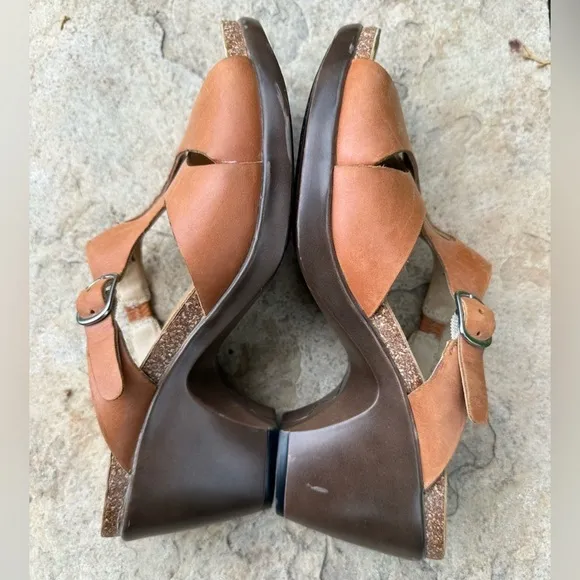Dansko Cai Full Grain Leather Amber Sandals Adjustable Buckle 41 US 10.5-11