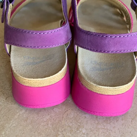 DANSKO colorful strappy slingback sandals, leather, purple pink yellow 37 EUC