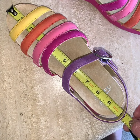 DANSKO colorful strappy slingback sandals, leather, purple pink yellow 37 EUC