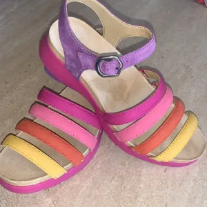 DANSKO colorful strappy slingback sandals, leather, purple pink yellow 37 EUC