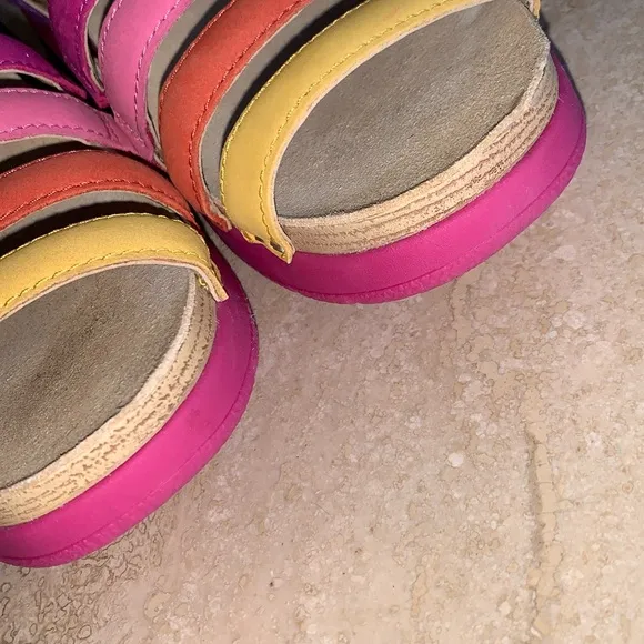 DANSKO colorful strappy slingback sandals, leather, purple pink yellow 37 EUC