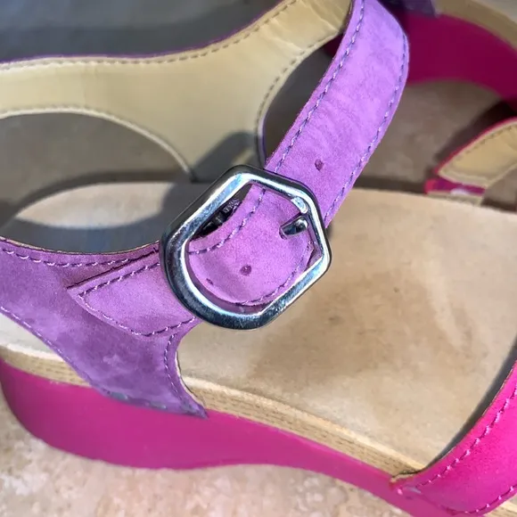 DANSKO colorful strappy slingback sandals, leather, purple pink yellow 37 EUC