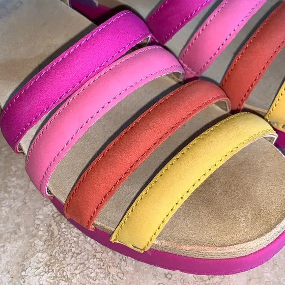 DANSKO colorful strappy slingback sandals, leather, purple pink yellow 37 EUC