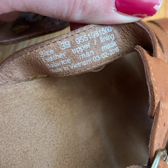 Dansko Dina Sandal Full Grain Leather Woven Strappy Block Heel Sandals Size 39