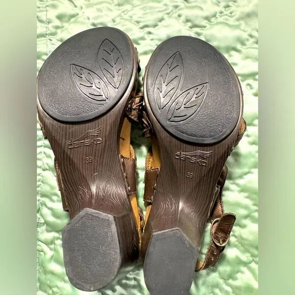 Dansko Nina Slingback Block Heel Sandals Size 39 US8.5 -9 Leather upper lining
