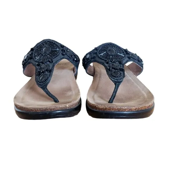 Dansko Pamela Women's  Jeweled Thong Comfort Sandals Black  Leather SZ EU40,US 8