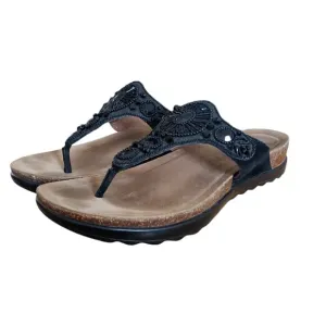 Dansko Pamela Women's  Jeweled Thong Comfort Sandals Black  Leather SZ EU40,US 8