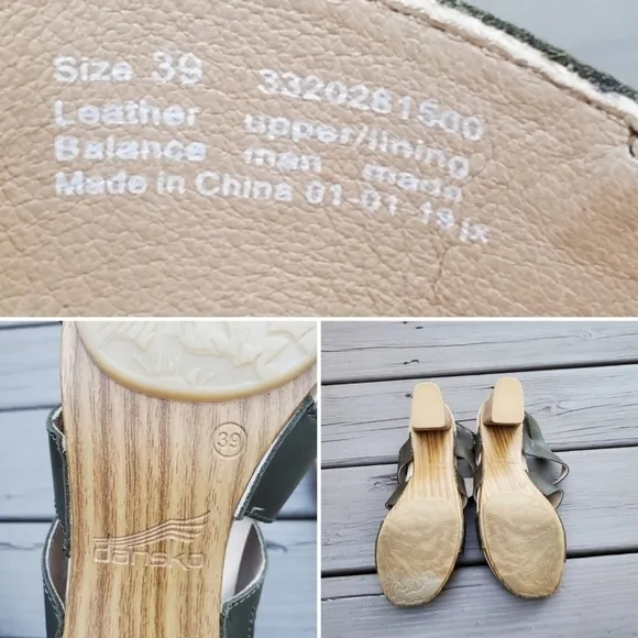 Dansko Professional Olive Green Leather Strappy Jesus Chunky Heel Sandals 39