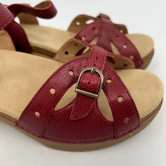 Dansko Red Tan Leather Adjustable Strap Sandals | Size 41EU