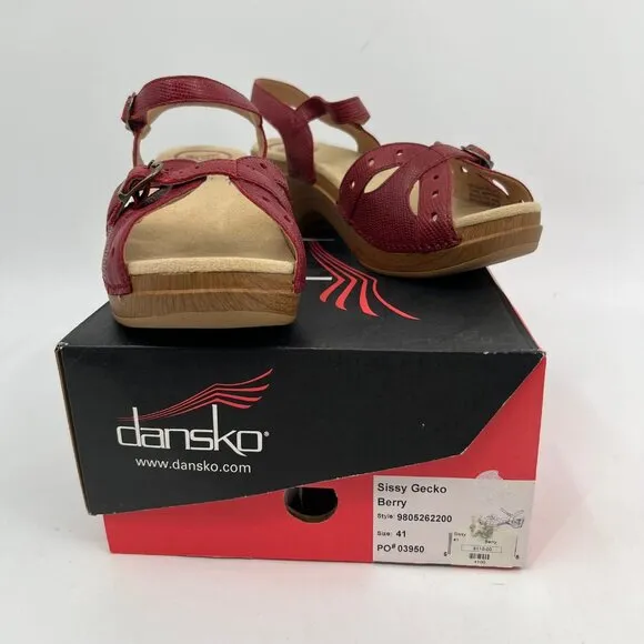 Dansko Red Tan Leather Adjustable Strap Sandals | Size 41EU