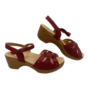 Dansko Red Tan Leather Adjustable Strap Sandals | Size 41EU