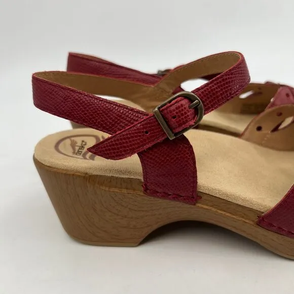 Dansko Red Tan Leather Adjustable Strap Sandals | Size 41EU