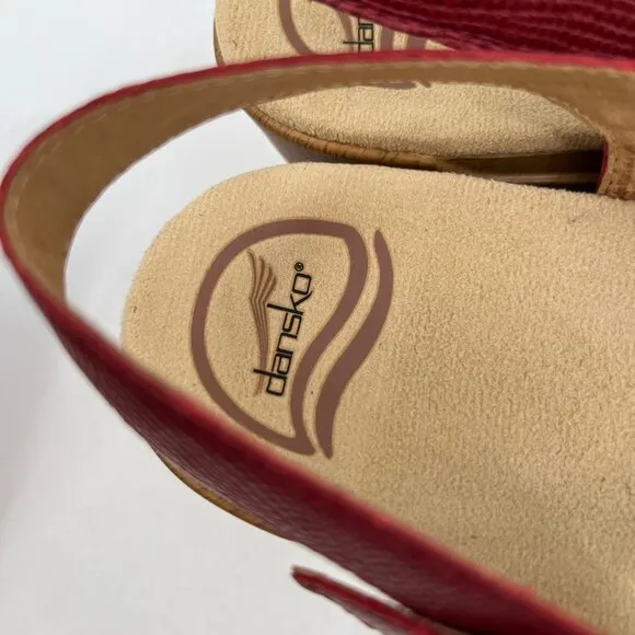 Dansko Red Tan Leather Adjustable Strap Sandals | Size 41EU