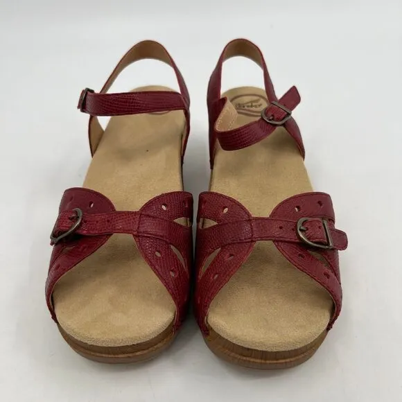 Dansko Red Tan Leather Adjustable Strap Sandals | Size 41EU