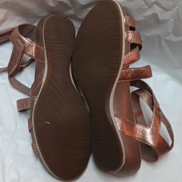 Dansko Rose Gold Sandals with Shimmering Straps and Ankle Support Size 42-10 US