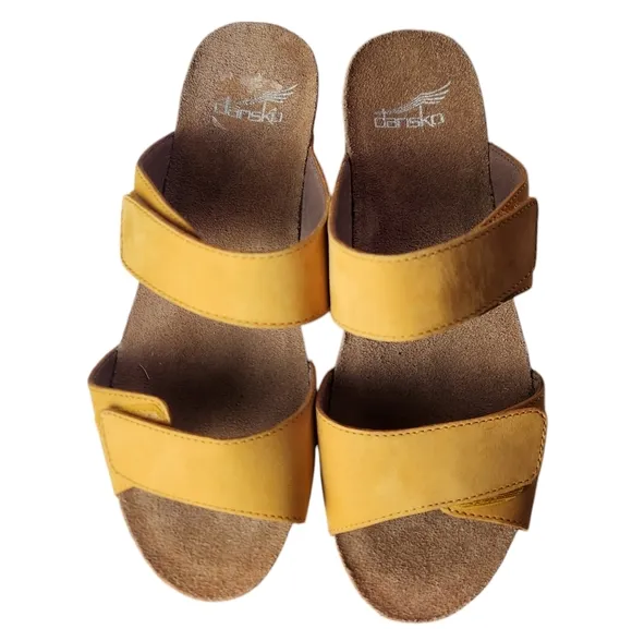Dansko Sandals Womens Size 36 6 6.5 Marigold Yellow Vienna Suede Slip-on Comfort