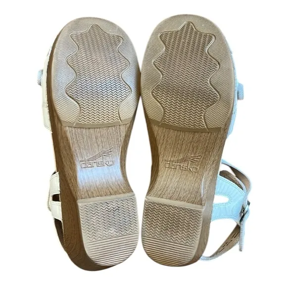 Dansko Season White Leather Adjustable Buckle Platform Sandals US 10.5-11/EU 41