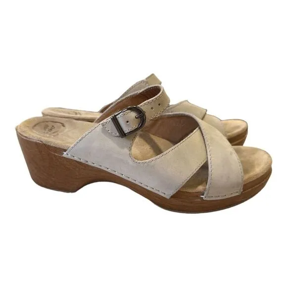 Dansko Sela Beige Classic Wedge Heel Slide Sandals 9802212200 Women‎ Sz 9.5 Boho