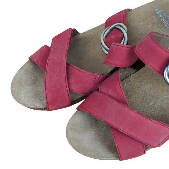 Dansko Suzie Womens Red Wedge Sandals With Buckle Strap Sz 9.5 - 10