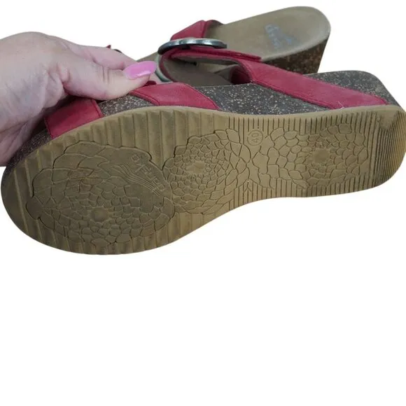 Dansko Suzie Womens Red Wedge Sandals With Buckle Strap Sz 9.5 - 10