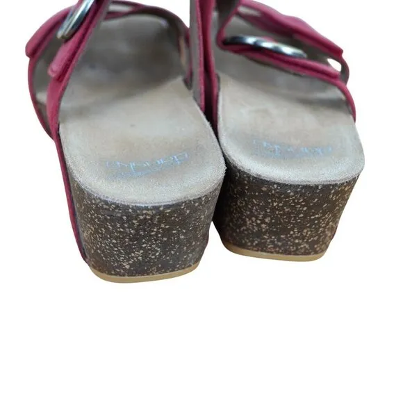 Dansko Suzie Womens Red Wedge Sandals With Buckle Strap Sz 9.5 - 10