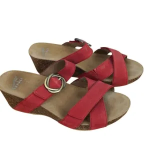 Dansko Suzie Womens Red Wedge Sandals With Buckle Strap Sz 9.5 - 10