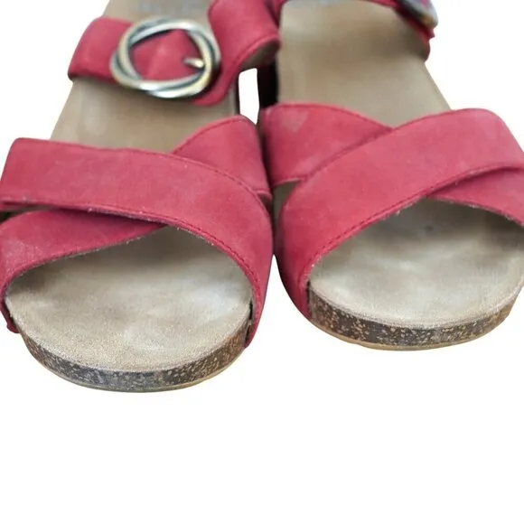 Dansko Suzie Womens Red Wedge Sandals With Buckle Strap Sz 9.5 - 10