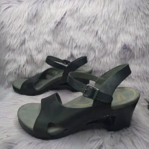 Dansko Tasha Leather Slingback Heels Sandals Womens Size 10.5-11 EU 41 Black