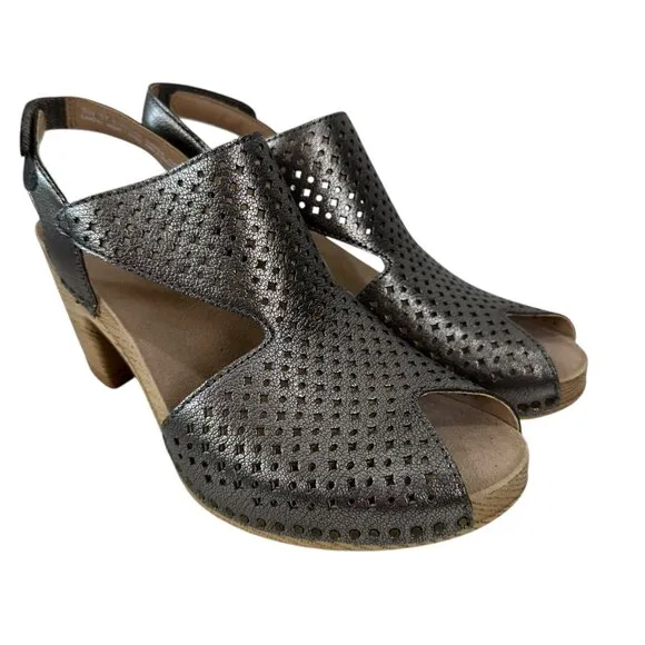 Dansko Teagan Womens Metallic Leather Perforated Open-Toe Sandals Size 37 US 7
