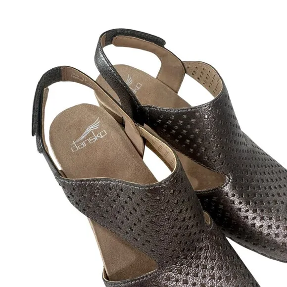Dansko Teagan Womens Metallic Leather Perforated Open-Toe Sandals Size 37 US 7