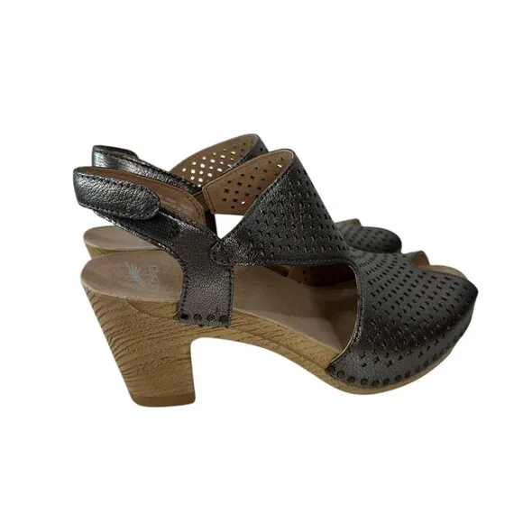 Dansko Teagan Womens Metallic Leather Perforated Open-Toe Sandals Size 37 US 7