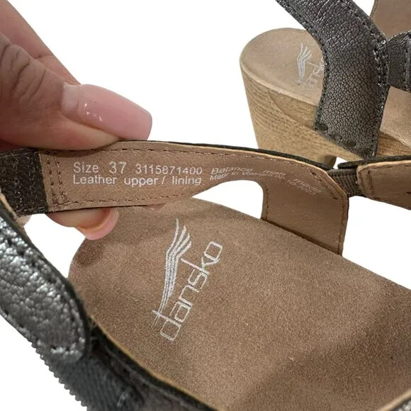Dansko Teagan Womens Metallic Leather Perforated Open-Toe Sandals Size 37 US 7