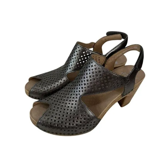 Dansko Teagan Womens Metallic Leather Perforated Open-Toe Sandals Size 37 US 7