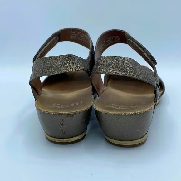DANSKO Vera gold metallic leather low wedge sandals