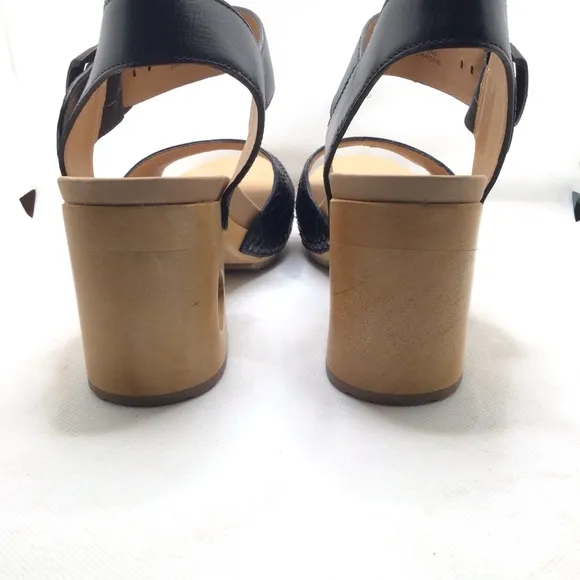 Dansko Womens Odele Black Tumbled Calf Block Heeled Sandals Size 40 (9.5-10 US)